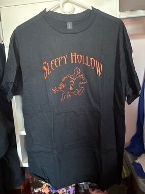 Gildan Black Tee with Orange Sleepy Hollow Print